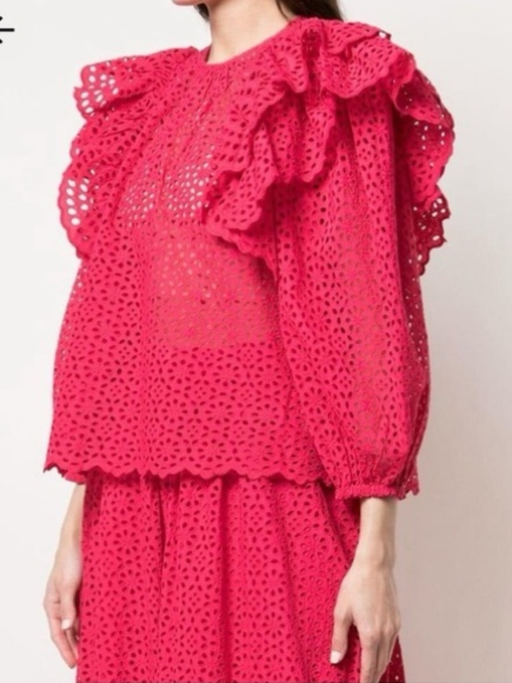 Ulla Johnson Caasi Balloon Sleeve Top Pink Flaws 2